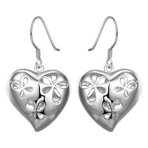SILVER PLATED COPPER HEART SHAPE DROP EARRINGS